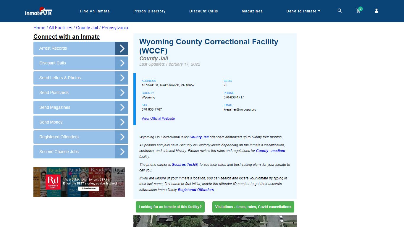 Wyoming County Correctional Facility (WCCF) - Inmate Locator ...